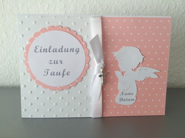 Einladung Taufe Mädchen rosa&nbsp;*Pünktchen*