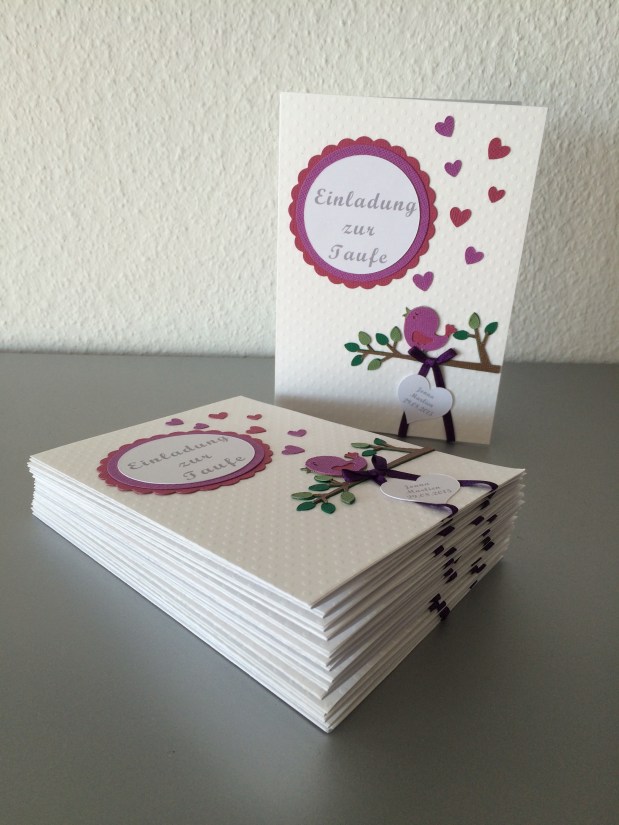 Einladung Taufe Mädchen *Vögelchen*&nbsp;*lila*