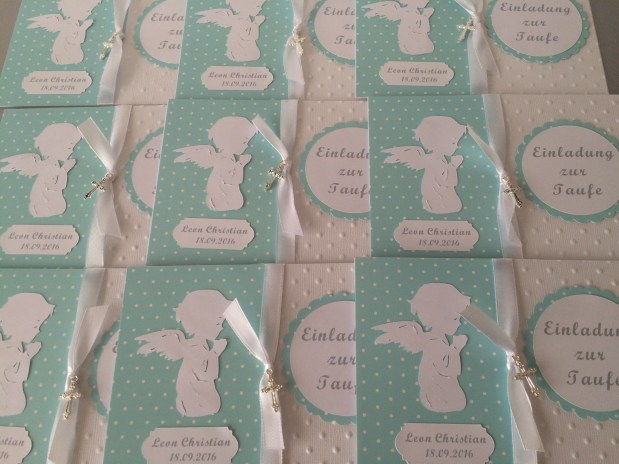 Einladung zur Taufe hellblau&nbsp;*Pünktchen*