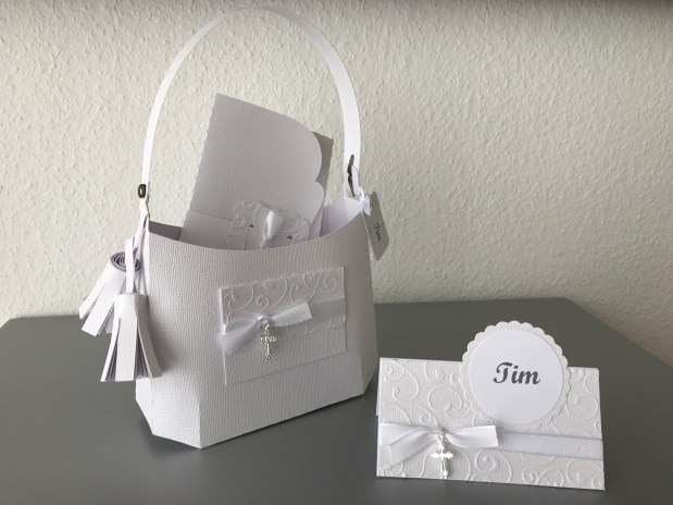 Tasche und Tischkarte zur Kommunion 