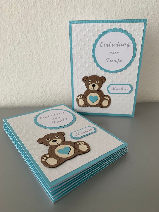 Einladung Taufe „Bärchen“&nbsp;hellblau