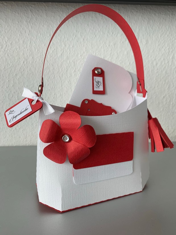 Tasche Geldgeschenk rot /&nbsp;weiß